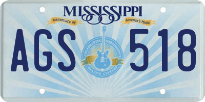 MS license plate AGS518