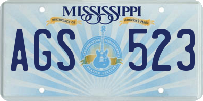 MS license plate AGS523