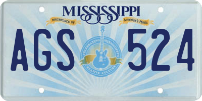 MS license plate AGS524