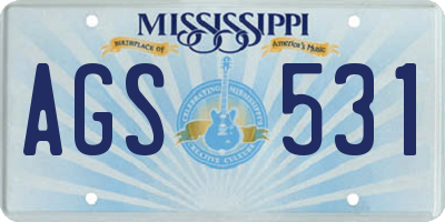 MS license plate AGS531