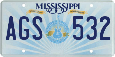 MS license plate AGS532