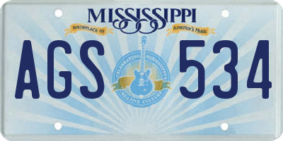MS license plate AGS534