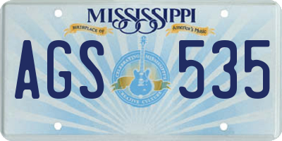 MS license plate AGS535