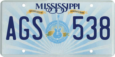 MS license plate AGS538