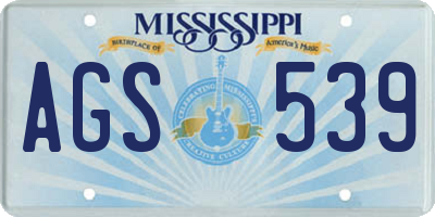 MS license plate AGS539