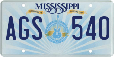 MS license plate AGS540