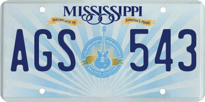 MS license plate AGS543