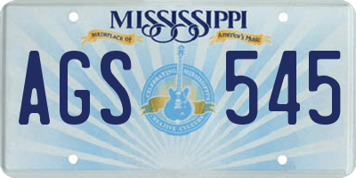 MS license plate AGS545