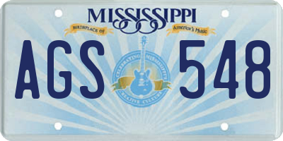 MS license plate AGS548