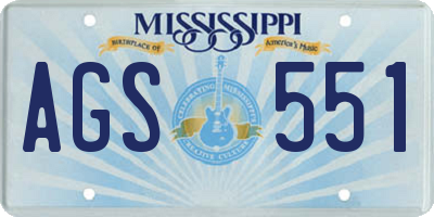 MS license plate AGS551