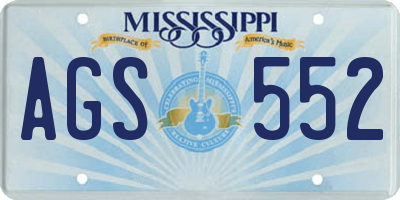 MS license plate AGS552