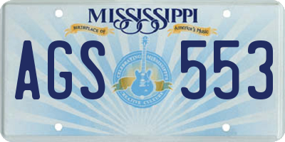 MS license plate AGS553