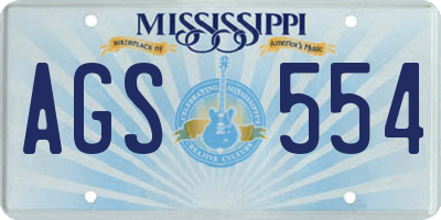 MS license plate AGS554
