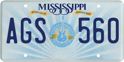 MS license plate AGS560
