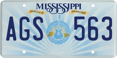 MS license plate AGS563
