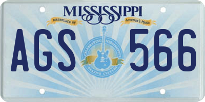 MS license plate AGS566
