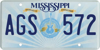 MS license plate AGS572