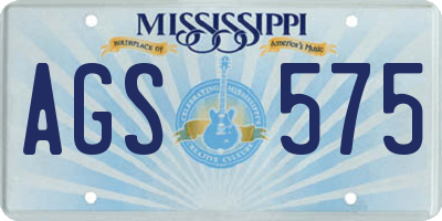 MS license plate AGS575