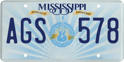 MS license plate AGS578