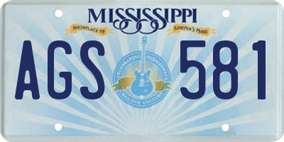 MS license plate AGS581