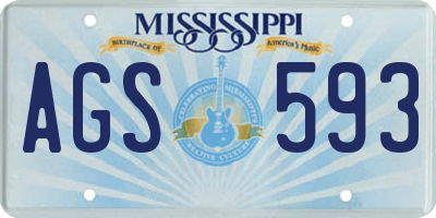 MS license plate AGS593
