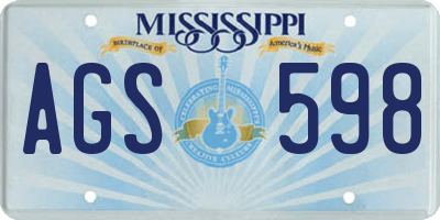 MS license plate AGS598