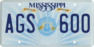 MS license plate AGS600