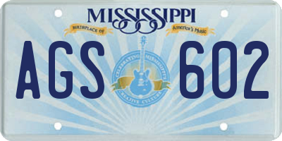 MS license plate AGS602