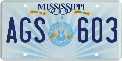 MS license plate AGS603