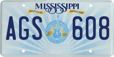 MS license plate AGS608