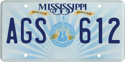 MS license plate AGS612