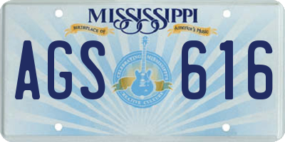 MS license plate AGS616