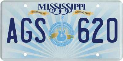 MS license plate AGS620