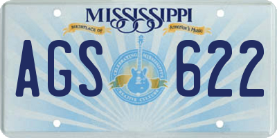 MS license plate AGS622