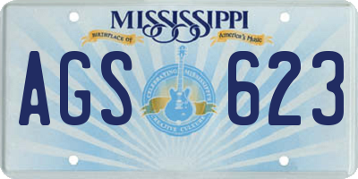 MS license plate AGS623
