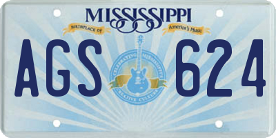 MS license plate AGS624