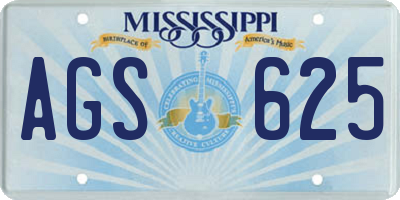 MS license plate AGS625