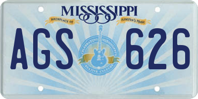 MS license plate AGS626