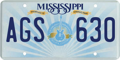 MS license plate AGS630