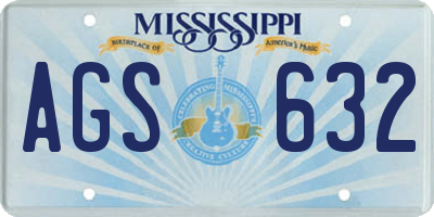MS license plate AGS632
