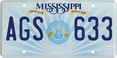 MS license plate AGS633
