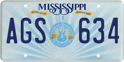 MS license plate AGS634