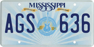MS license plate AGS636