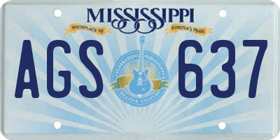 MS license plate AGS637