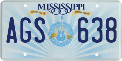 MS license plate AGS638