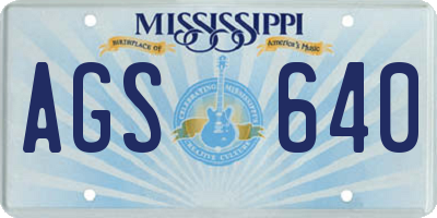 MS license plate AGS640