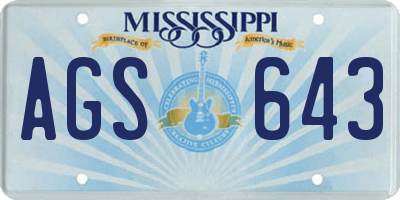 MS license plate AGS643