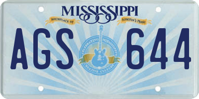 MS license plate AGS644