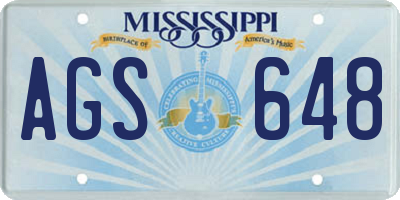 MS license plate AGS648