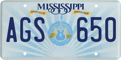 MS license plate AGS650